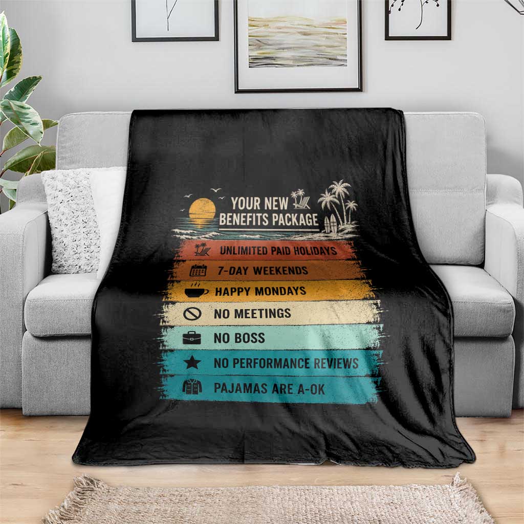 Funny Retirement Gift Throw Blanket New Benefits Package Retro Retired 2026