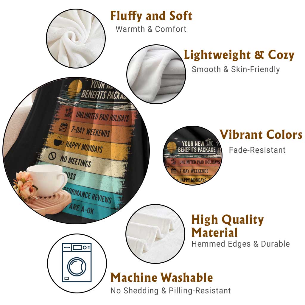 Funny Retirement Gift Throw Blanket New Benefits Package Retro Retired 2026