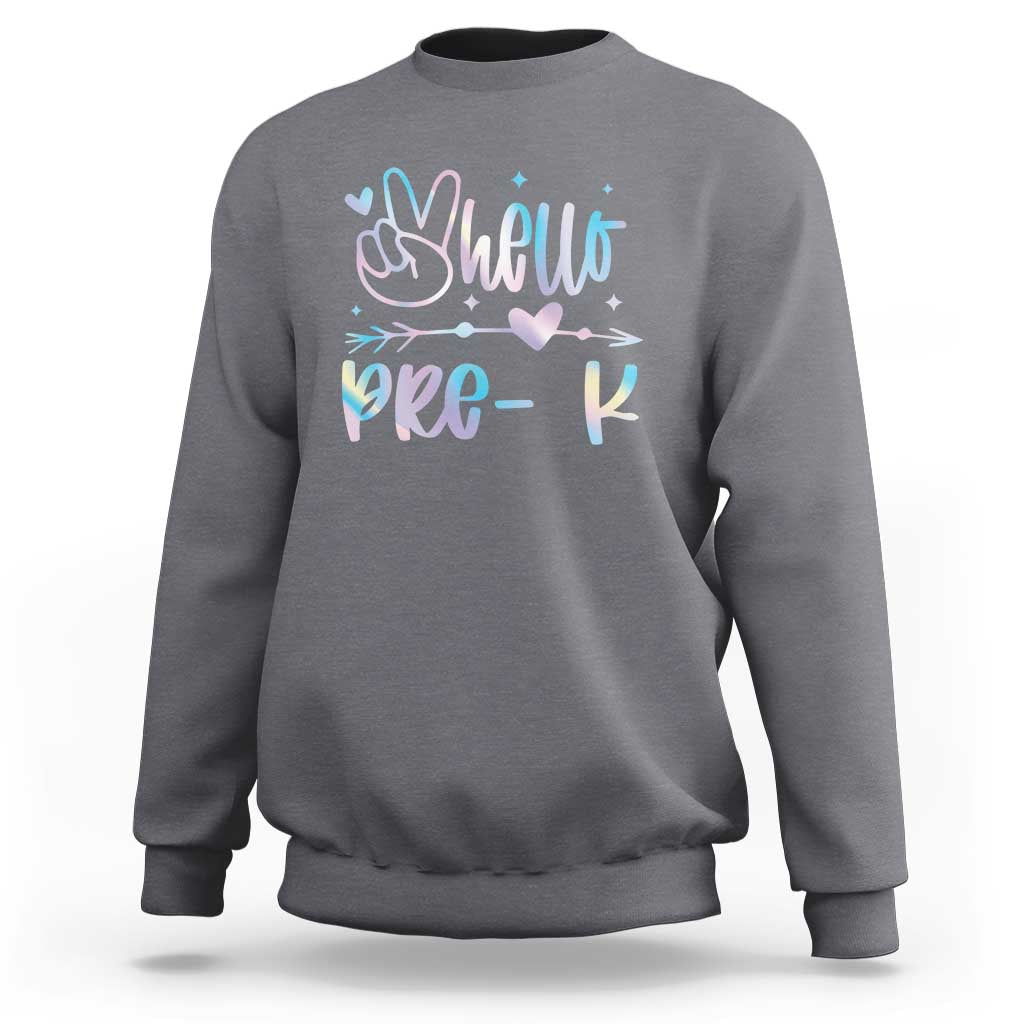 Hello Pre-k Sweatshirt Back To School Cute Tie Dye - Wonder Print Shop