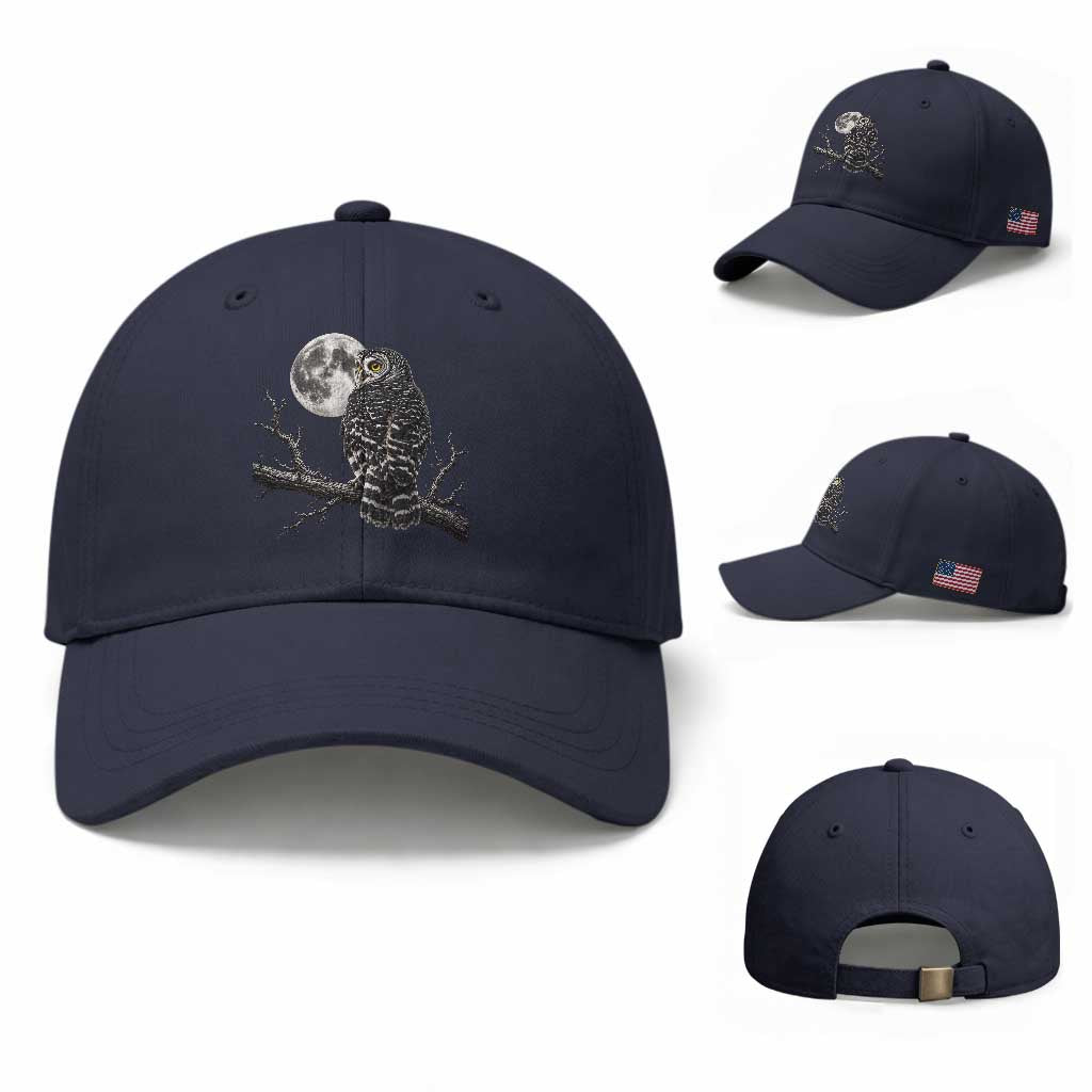 Owl Full Moon Graphic Baseball Cap Vintage Dark Academia Bird