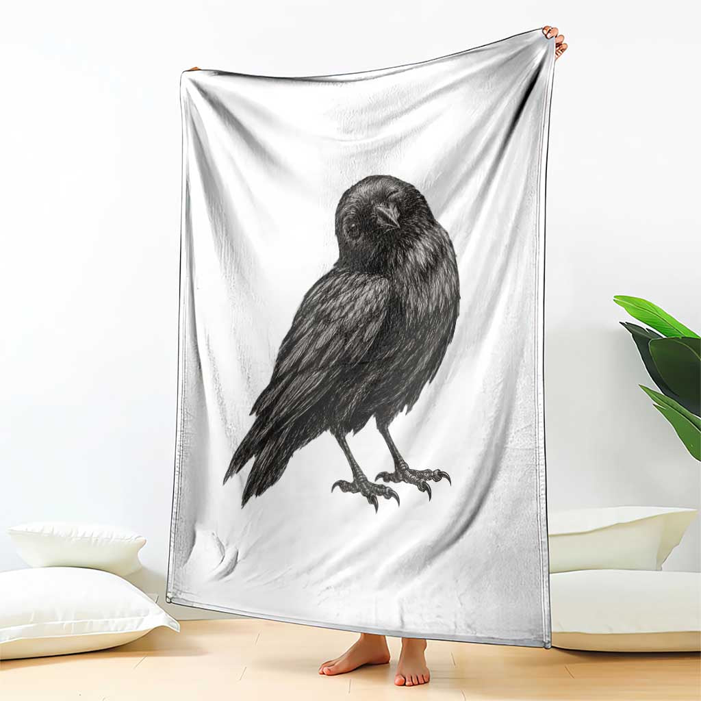 Winking Raven Crow Throw Blanket Vintage Dark Academia Funny Bird Graphic