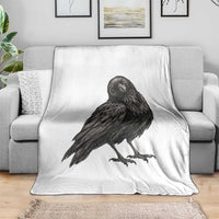 Winking Raven Crow Throw Blanket Vintage Dark Academia Funny Bird Graphic