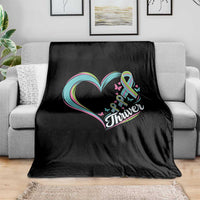 Metastatic Breast Cancer Thriver Throw Blanket Heart Ribbon Graphic