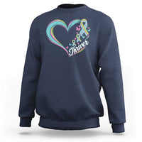 Metastatic Breast Cancer Thriver Sweatshirt Heart Ribbon Graphic