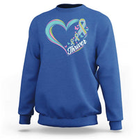 Metastatic Breast Cancer Thriver Sweatshirt Heart Ribbon Graphic