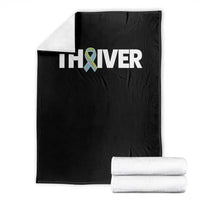 Metastatic Breast Cancer Thriver Throw Blanket Minimalist Ribbon Graphic