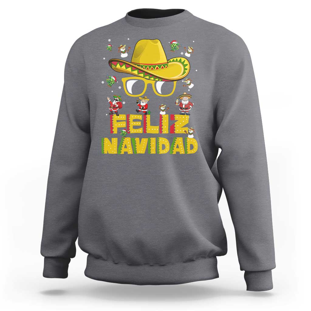 Charcoal Christmas sweatshirt with sombrero graphic and "FELIZ NAVIDAD" text