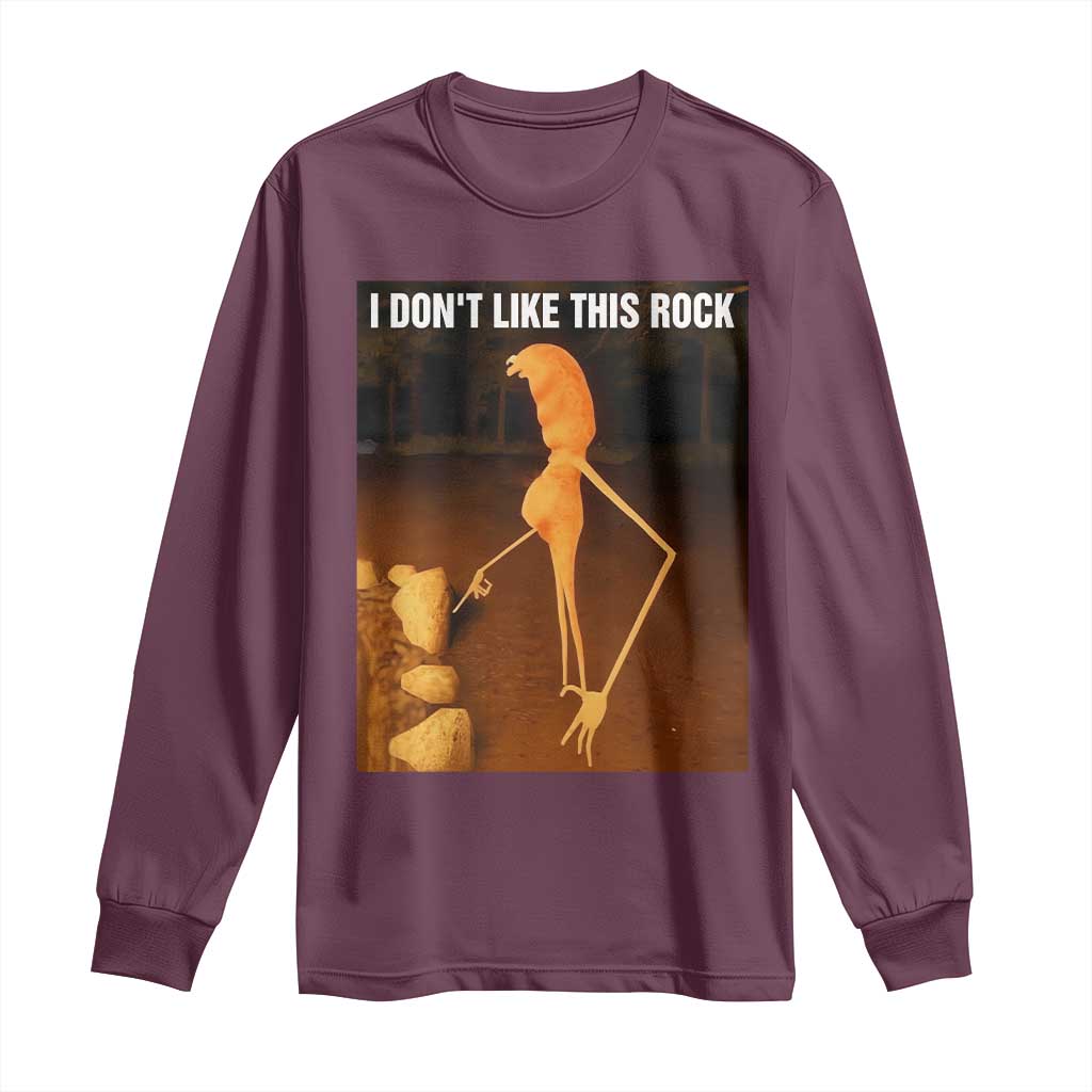 Marcus The Worm Christmas Long Sleeve Shirt I Don't Like This Rock Funny Meme - Wonder Print Shop