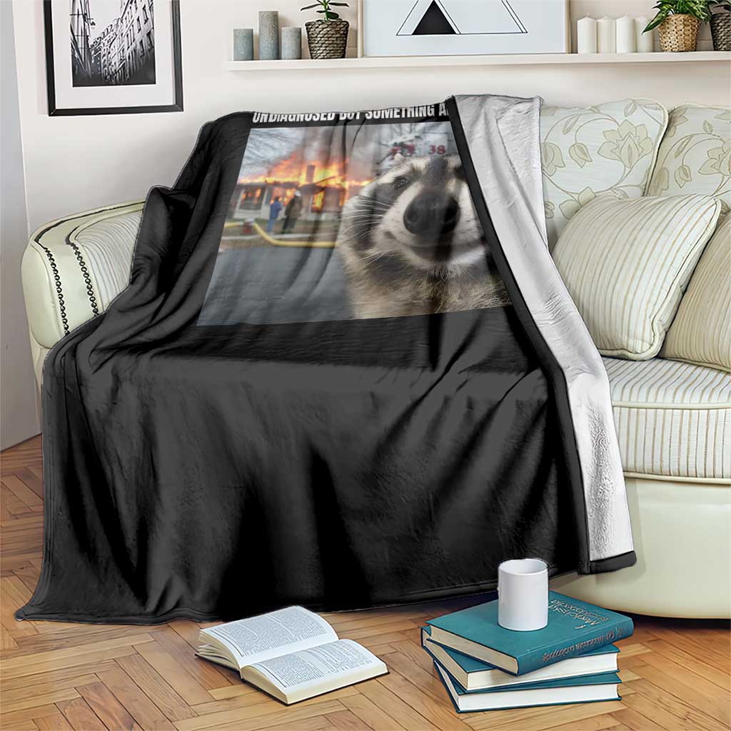 Raccoon Meme Throw Blanket Undiagnosed But Something Aint Right - Wonder Print Shop