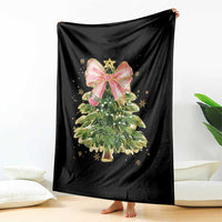 Coquette Bow Christmas Throw Blanket Cute Teacher Xmas Tree Pink - Wonder Print Shop