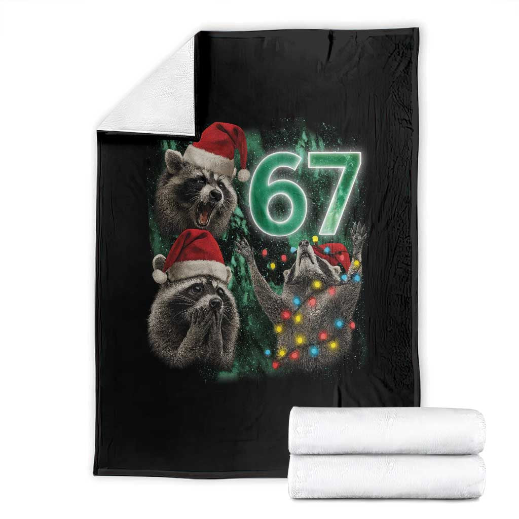 Funny Christmas 67 Meme Racoon Throw Blanket Howling at The Moon - Wonder Print Shop