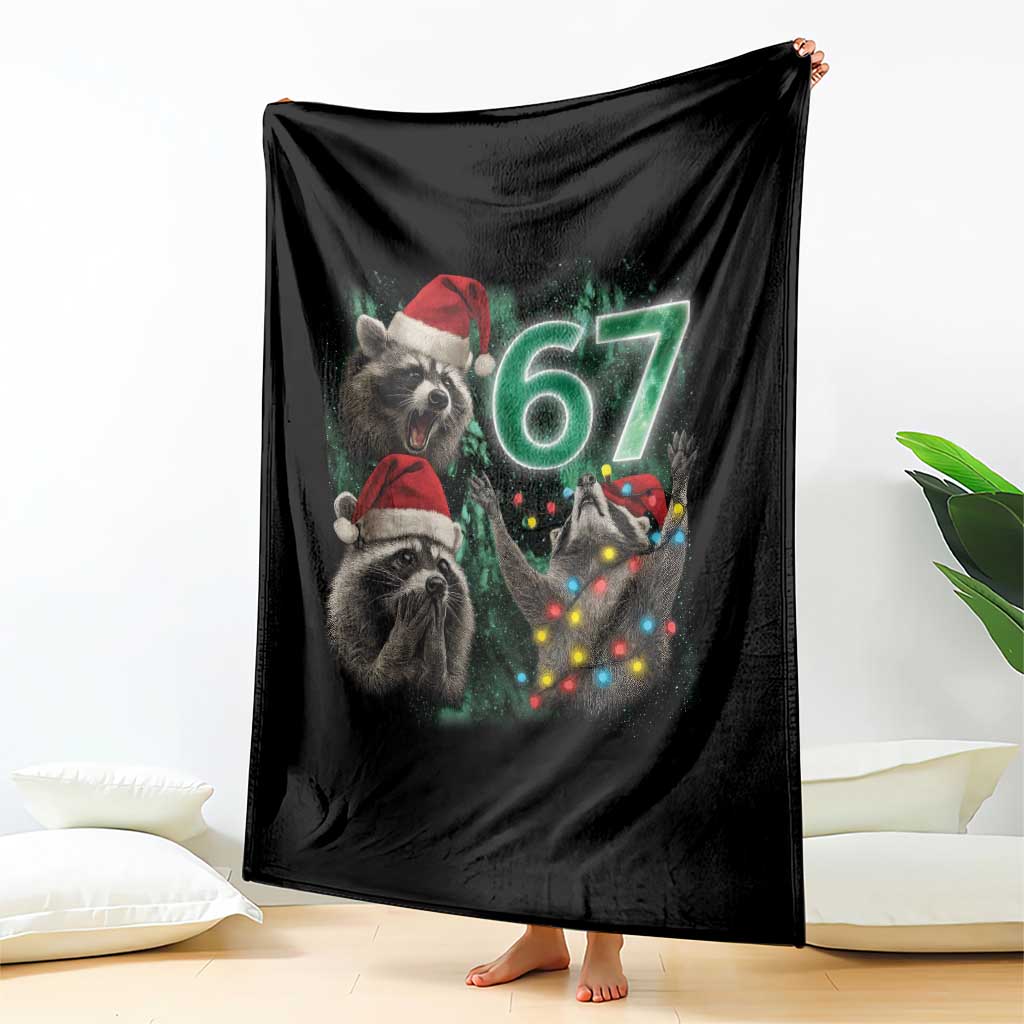 Funny Christmas 67 Meme Racoon Throw Blanket Howling at The Moon - Wonder Print Shop