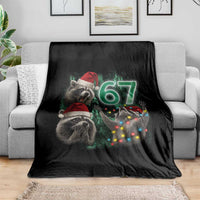 Funny Christmas 67 Meme Racoon Throw Blanket Howling at The Moon - Wonder Print Shop