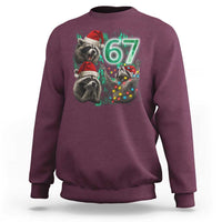 Funny Christmas 67 Meme Racoon Sweatshirt Howling at The Moon - Wonder Print Shop