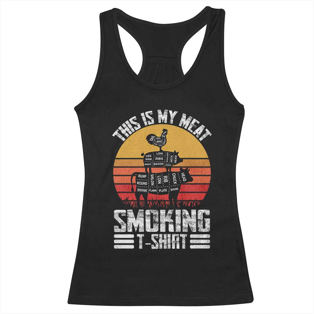 BBQ Racerback Tank Top Smoker Themed Retro Vintage My Meat Smoking