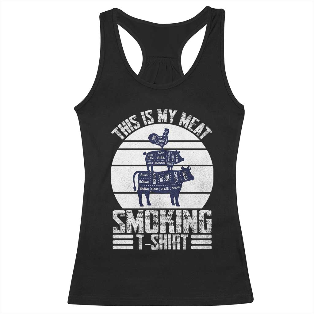 BBQ Racerback Tank Top Retro This Is My Meat Smoking Barbeque Dad