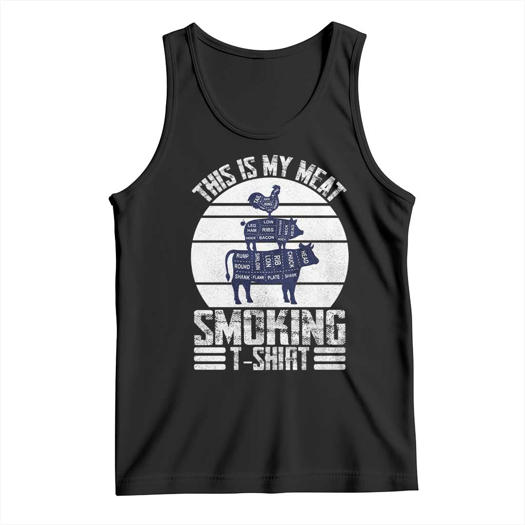 BBQ Tank Top Retro This Is My Meat Smoking Barbeque Dad