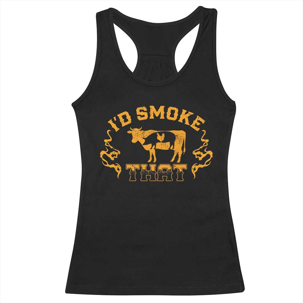 Funny BBQ Racerback Tank Top I'd Smoke That Chef Butcher Cook BBQ