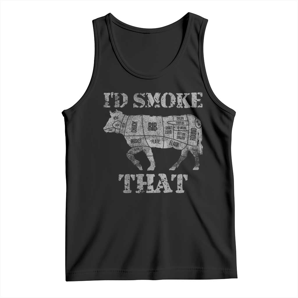 Funny BBQ Tank Top Chef Butcher Cook BBQ I'd Smoke That Cow Beef