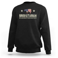 Black BBQ sweatshirt with patriotic brisket graphic and bold chest text