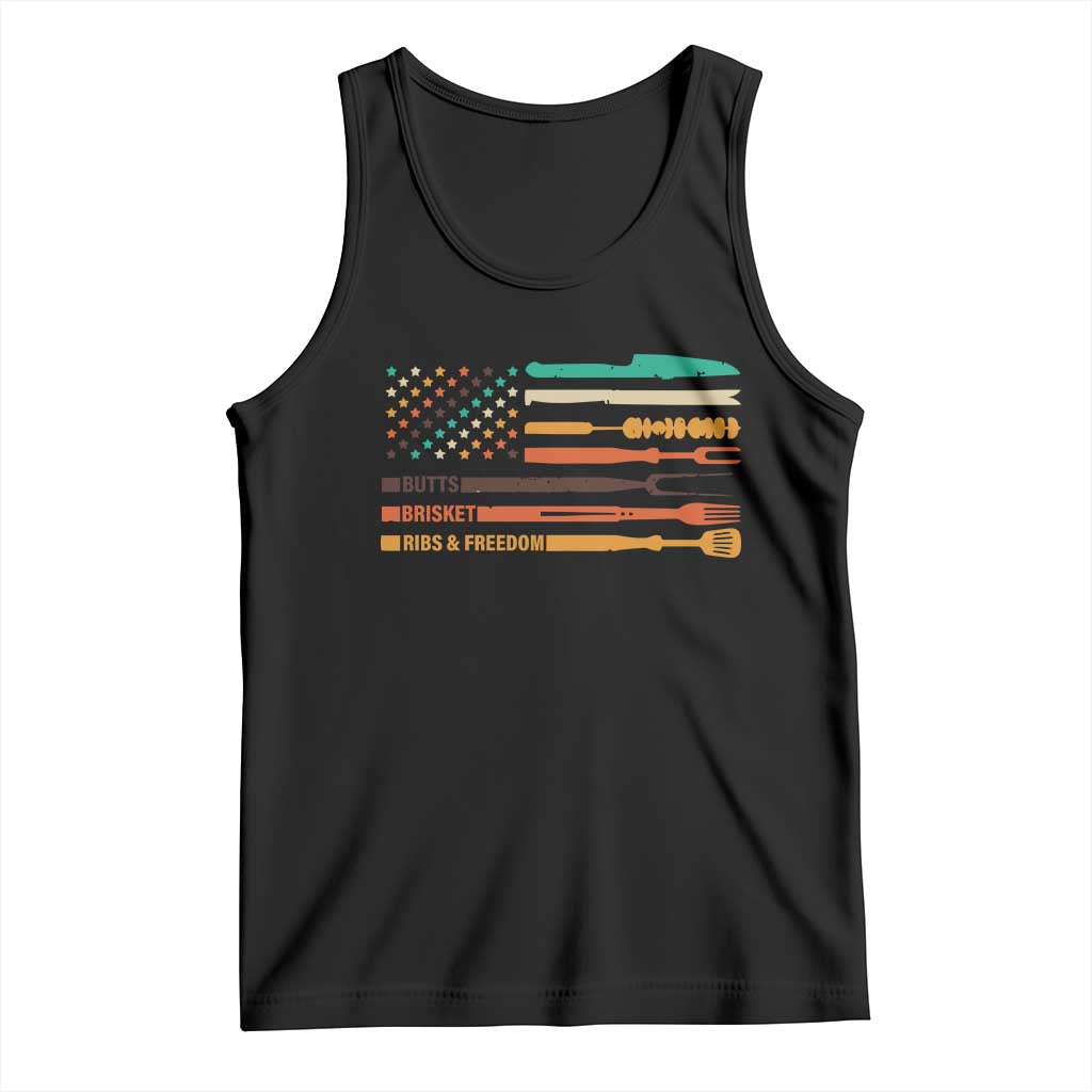 BBQ Tank Top With American Flag Brisket Butts Ribs and Freedom Grilling Gifts