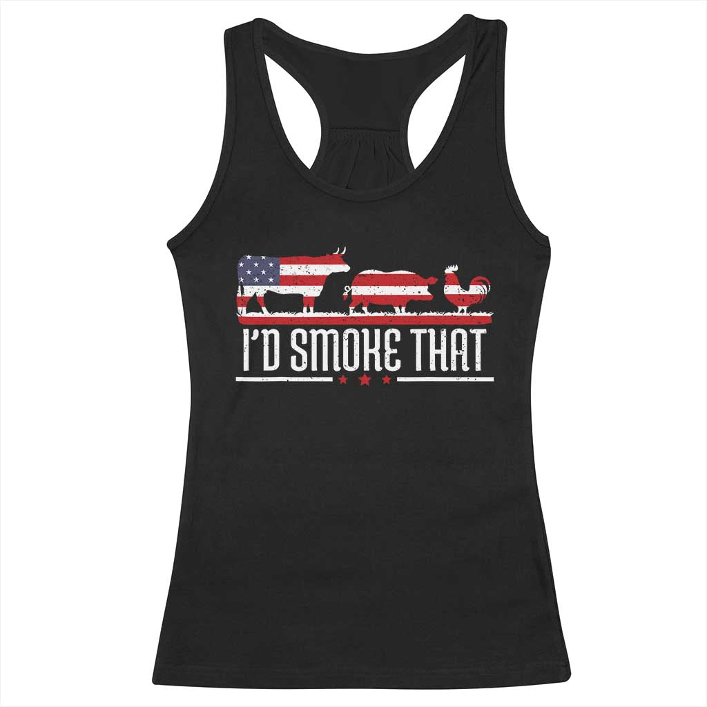 BBQ Racerback Tank Top 4th July I'd Smoke That Patriot Barbeque Cook Chef