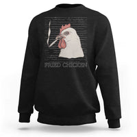 Black crewneck sweatshirt with chicken graphic and 'Fried Chicken' text
