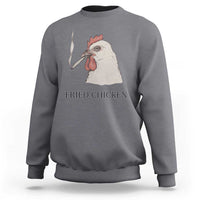 Gray crewneck sweatshirt with chicken graphic and 'Fried Chicken' text