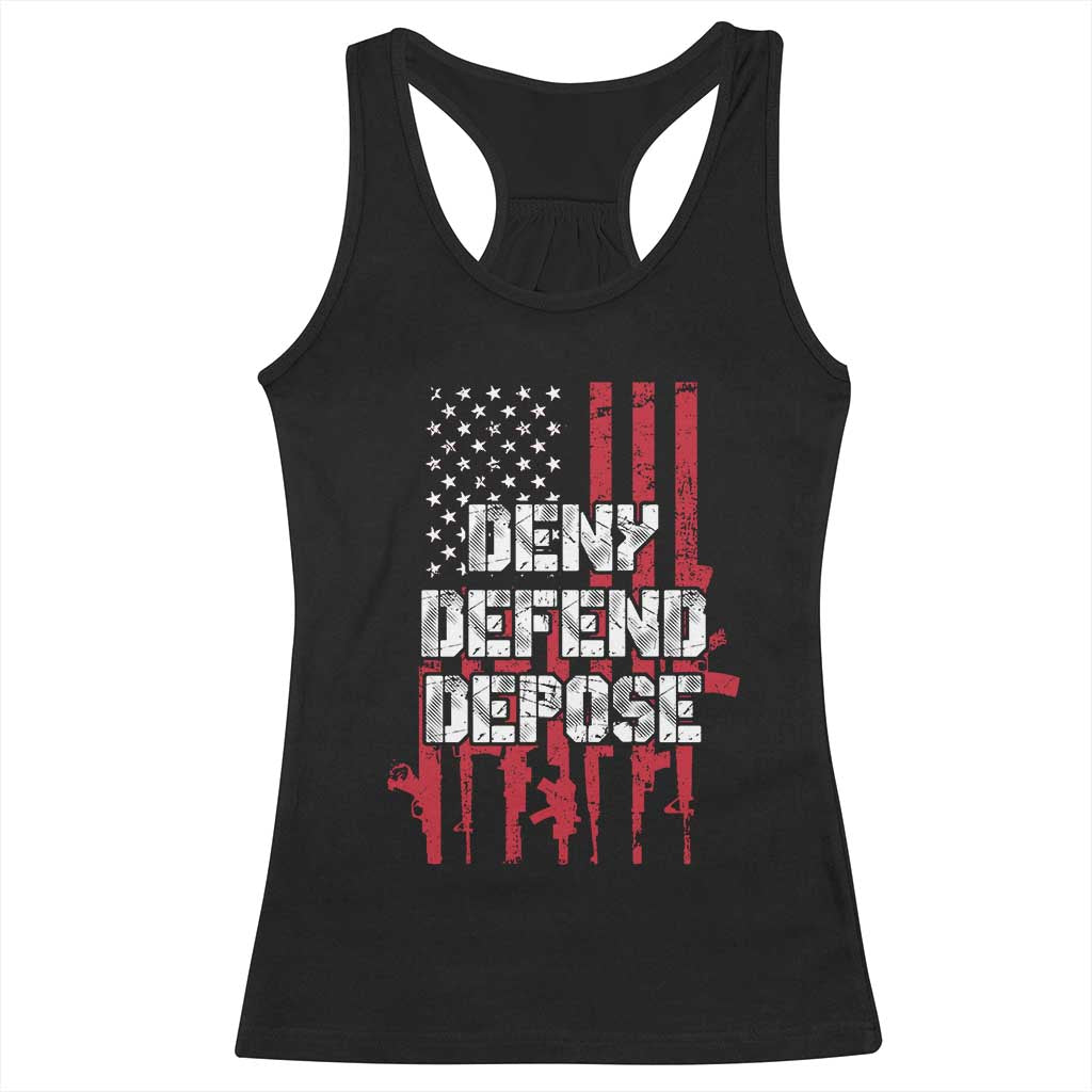 Deny Defend Depose Racerback Tank Top Guns American Flag