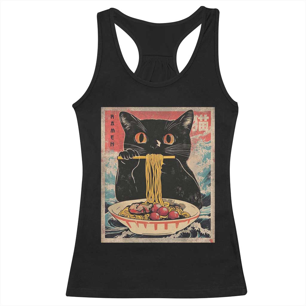 Japanese Ramen Racerback Tank Top Funny Graphic Tees Foodies Kawaii Cat Anime Gifts