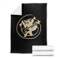 90s Y2K Scary Cat Throw Blanket Scared Under Starry Tail Cat Playing Guitar - Wonder Print Shop