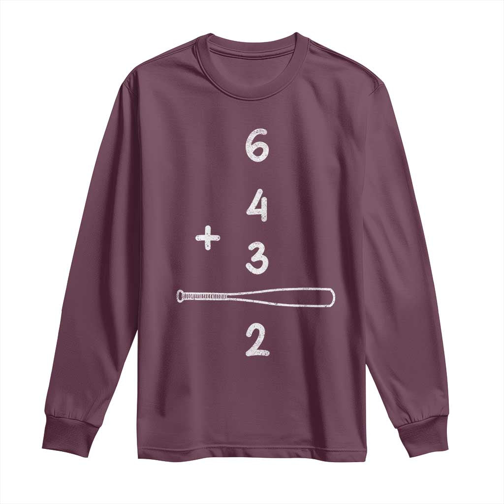Double Play Long Sleeve Shirt 6 4 3 2 Vintage Baseball Bat Softball Player