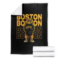 Retro Boston Ice Hockey Throw Blanket Fear The Bear