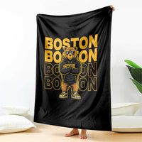 Retro Boston Ice Hockey Throw Blanket Fear The Bear