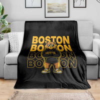 Retro Boston Ice Hockey Throw Blanket Fear The Bear