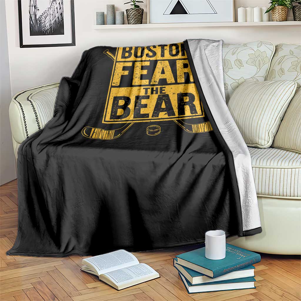Boston Ice Hockey Throw Blanket Fear The Bear