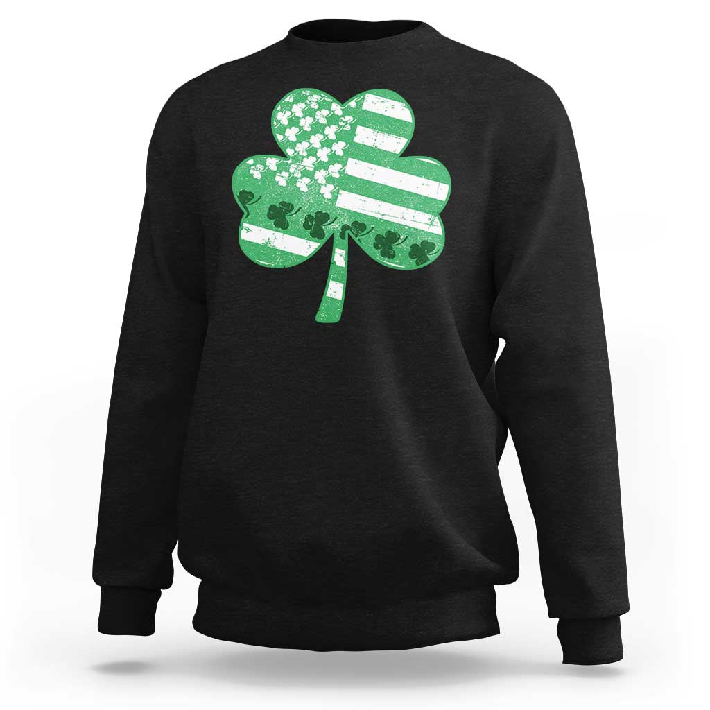 St Patricks Day American Flag Shamrocks Sweatshirt Lucky Retro Vintage Irish USA