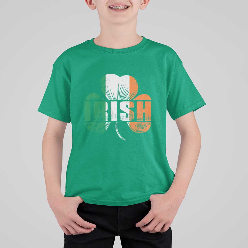 Irish St Patricks Day Shamrock T Shirt For Kid Retro Clover Ireland Flag Lucky Gifts