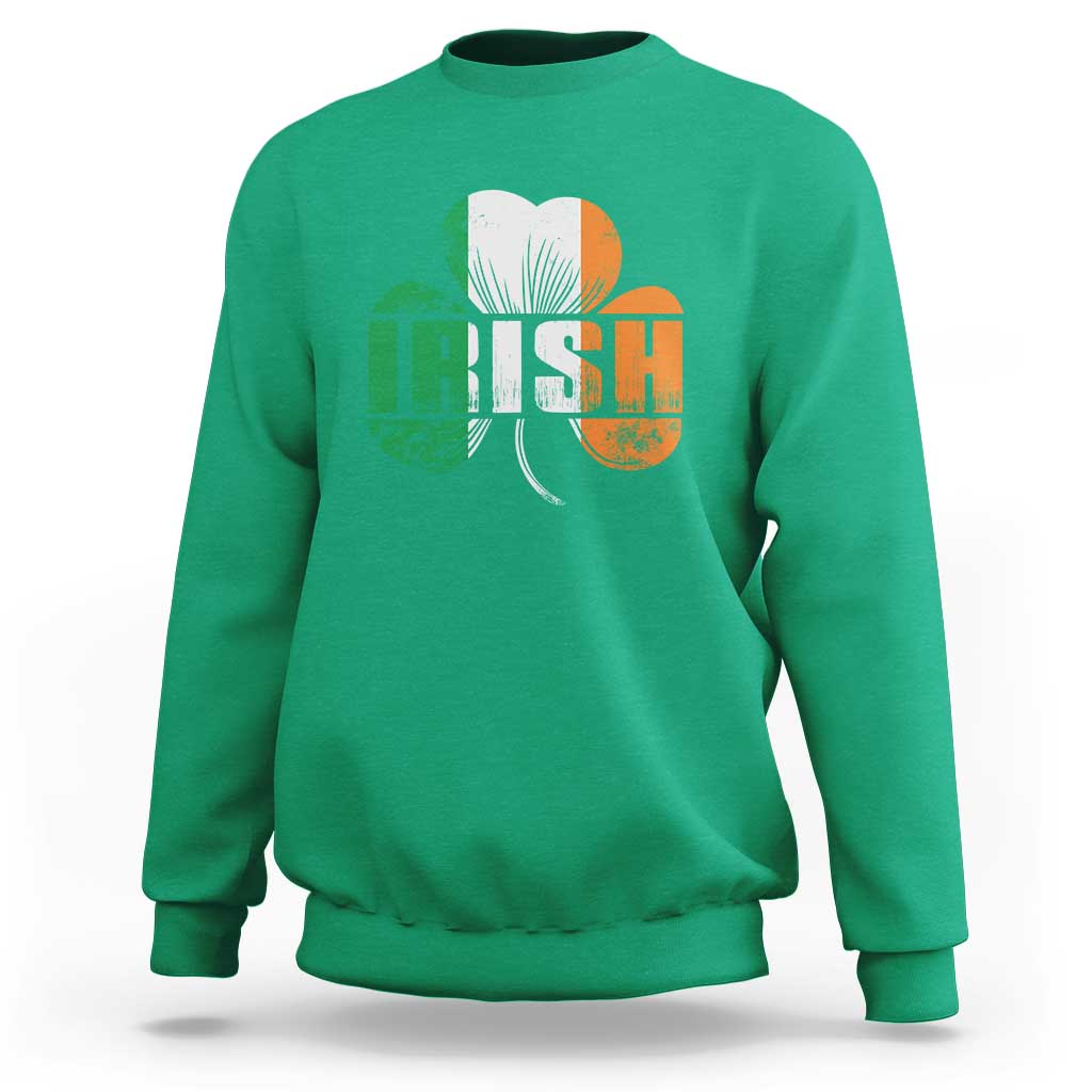 Irish St Patricks Day Shamrock Sweatshirt Retro Clover Ireland Flag Lucky Gifts