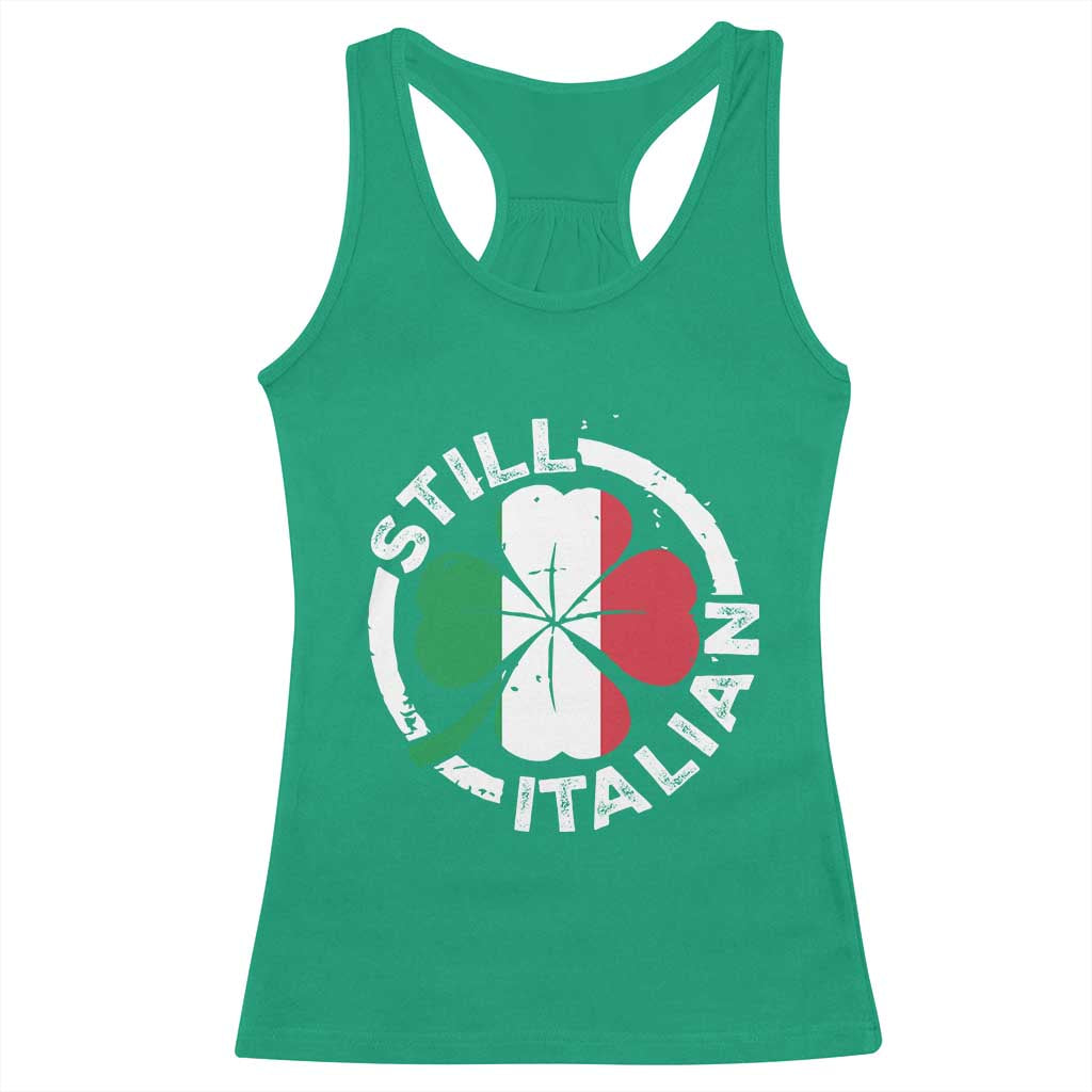 Funny Italian St Patrick's Day Racerback Tank Top Lucky Shamrock Italy Flag