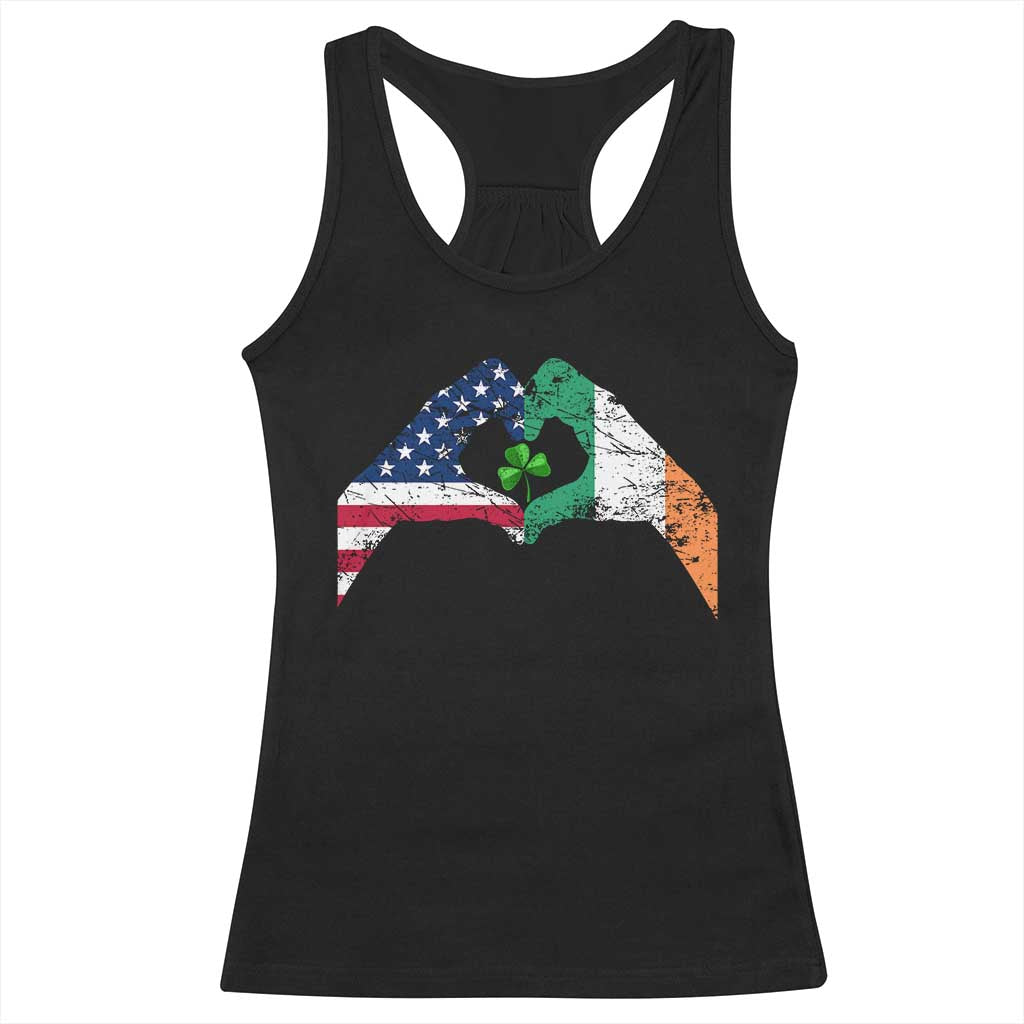 America Ireland Flag Racerback Tank Top Lucky Shamrock Vintage American Irish Roots