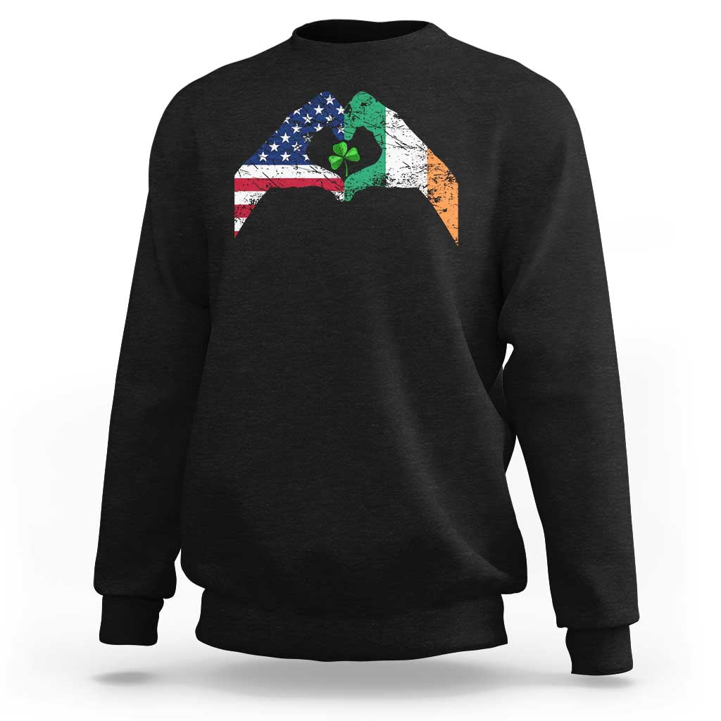 America Ireland Flag Sweatshirt Lucky Shamrock Vintage American Irish Roots