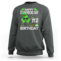 Charcoal gray St. Patrick's Day birthday sweatshirt with green leprechaun print
