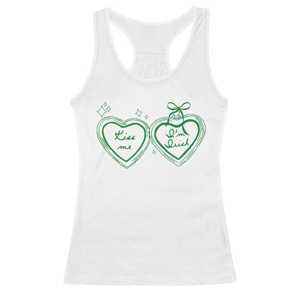 Kiss Me I'm Irish Racerback Tank Top Green Heart Locket St. Patrick's Day Pride