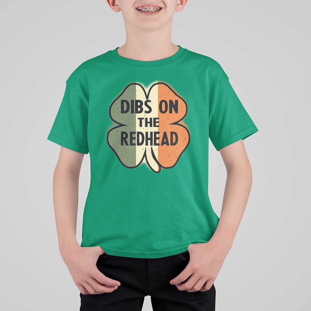 Funny Irish St Patricks Day T Shirt For Kid Shamrock Dibs On The Redhead