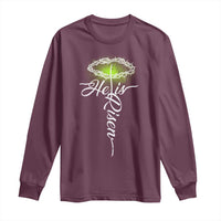 He Is Risen Long Sleeve Shirt Cross Jesus Religious Easter