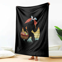 Bigfoot Easter Throw Blanket Bunny Sasquatch Eggs Retro - Wonder Print Shop