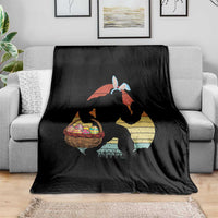 Bigfoot Easter Throw Blanket Bunny Sasquatch Eggs Retro - Wonder Print Shop