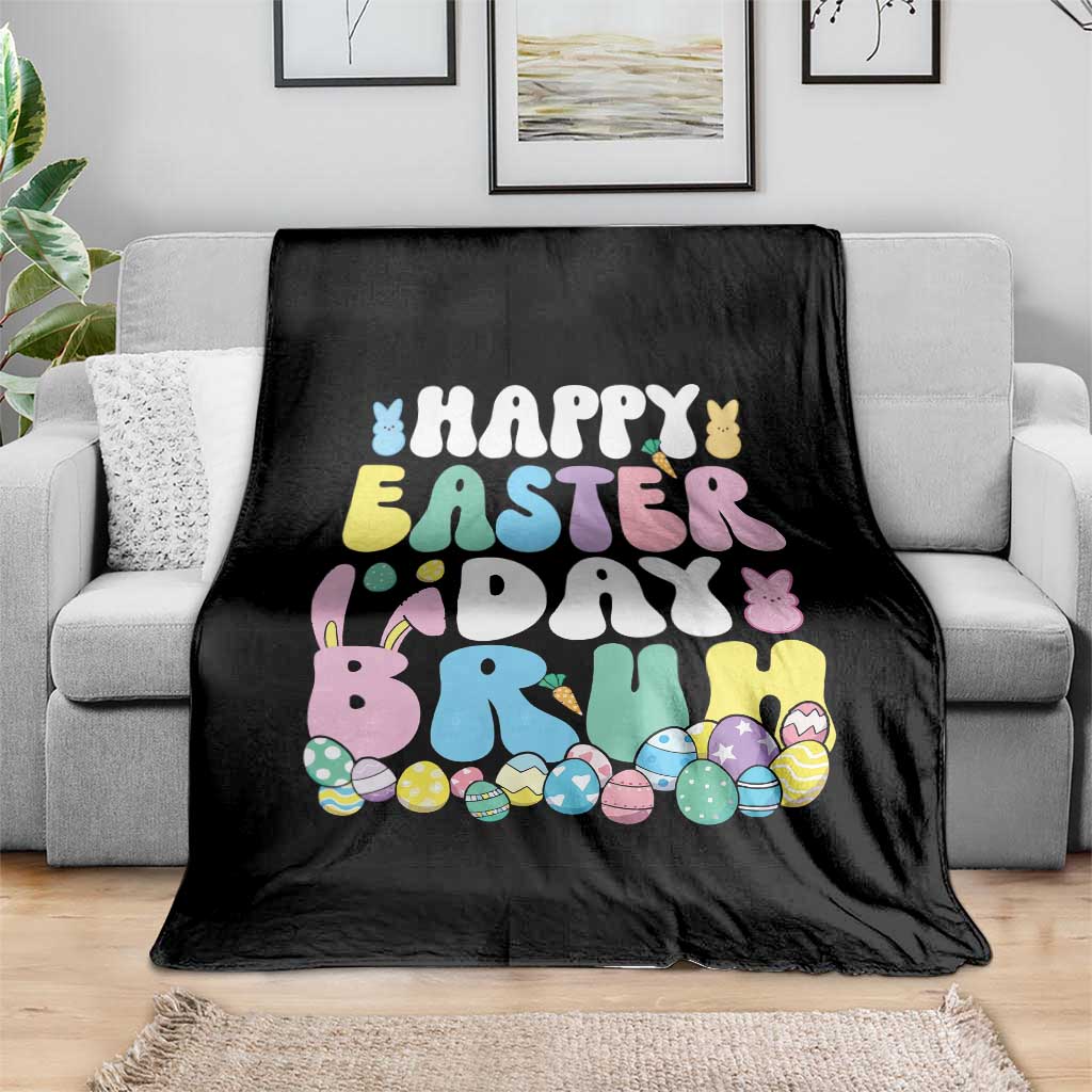 Bruh Easter Throw Blanket Teens Boys Kids Cute Bunny Eggs - Wonder Print Shop