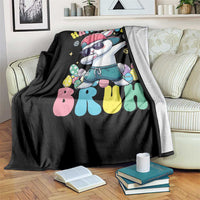 Bruh Easter Throw Blanket Funny Bunny Dab Rabbit Dance - Wonder Print Shop